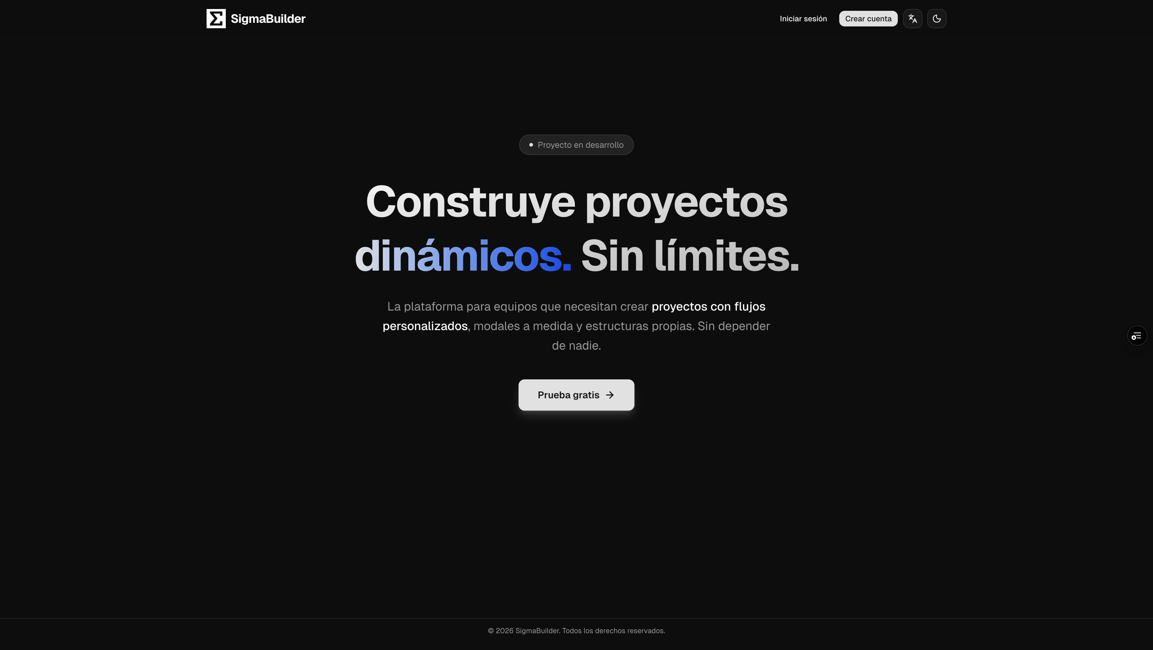 SigmaBuilder - Landing page